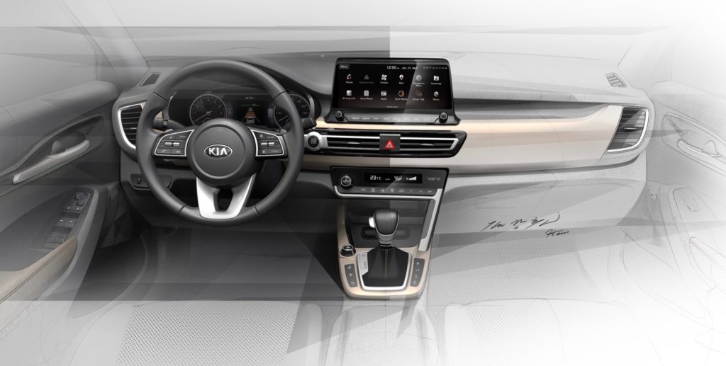 kia small suv interior teaser
