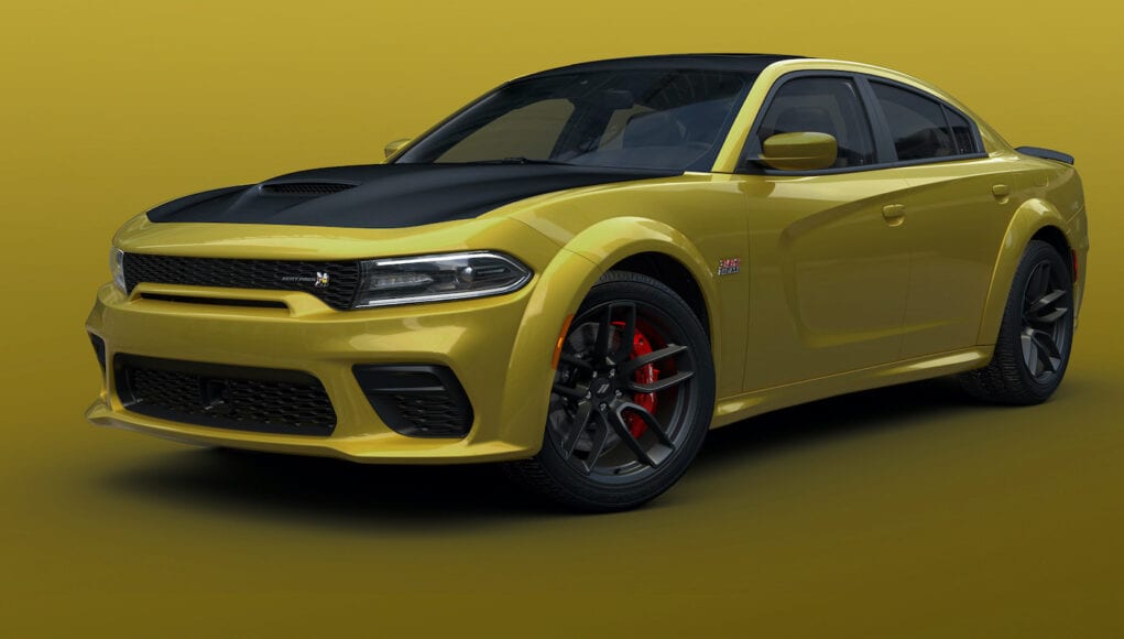 2021 Dodge Charger Scat Pack Widebody shown in Gold Rush exterior paint color