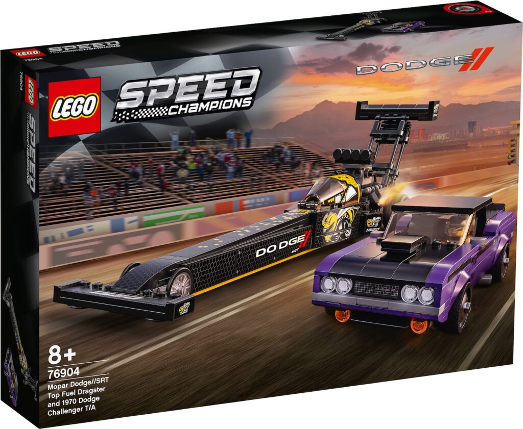 Dodge and LEGO team up for new building set featuring a 1970 Dodge Charger and a Top Fuel Dragster. Photo Credit: LEGO