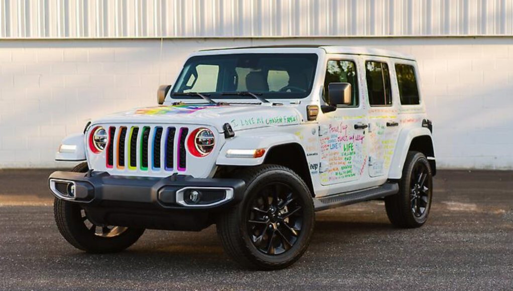 Rainbow-wrapped 2021 Jeep Wrangler 4xe