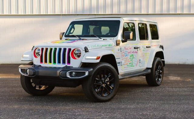 Rainbow-wrapped 2021 Jeep Wrangler 4xe
