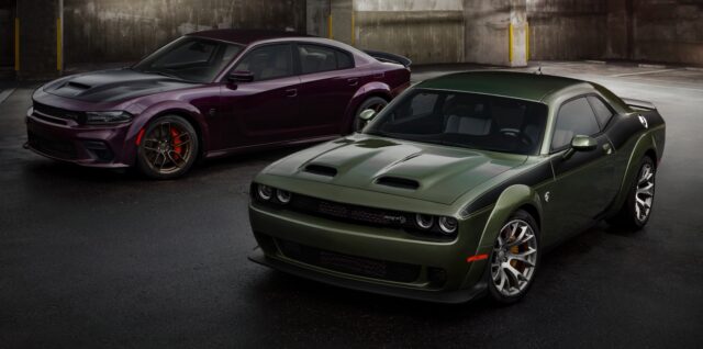 The 2022 Dodge Charger (left) and Challenger SRT Hellcat Redeye Widebody Jailbreak models unlock color-combination ordering restrictions and add new factory-custom options to deliver enthusiasts the freedom to build their own “one-of-one” Dodge performance vehicle.