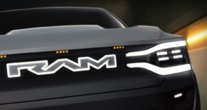 Ram 1500 Revolution Battery-electric Vehicle (BEV) Concept grille, badging and tuning fork headlight