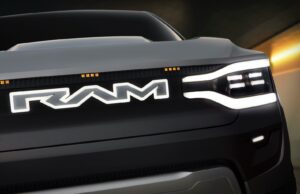 Ram 1500 Revolution Battery-electric Vehicle (BEV) Concept grille, badging and tuning fork headlight