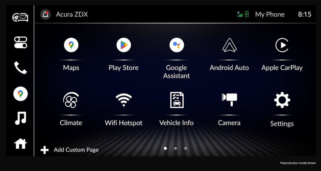 2024 Acura ZDX In-Car Connectivity Screen